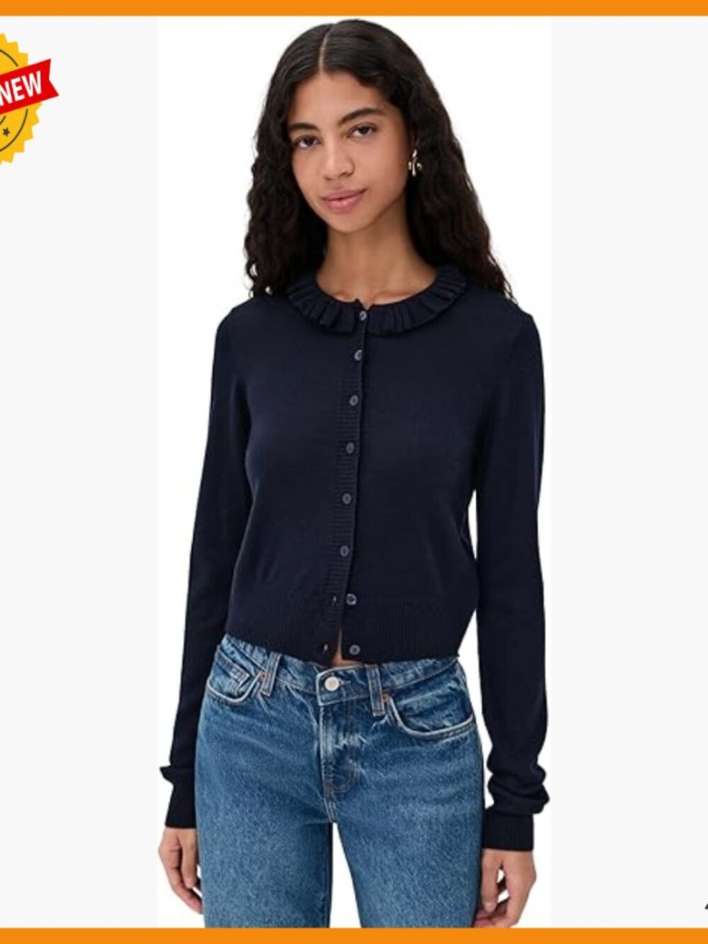 Lightweight Knit Cardigan with Ruffle Edges, Perfect for Layering